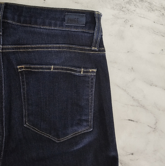 PAIGE Hoxton Ultra Skinny High Rise Ankle Dark Blue Jean 28 Preowned - Picture 7 of 9